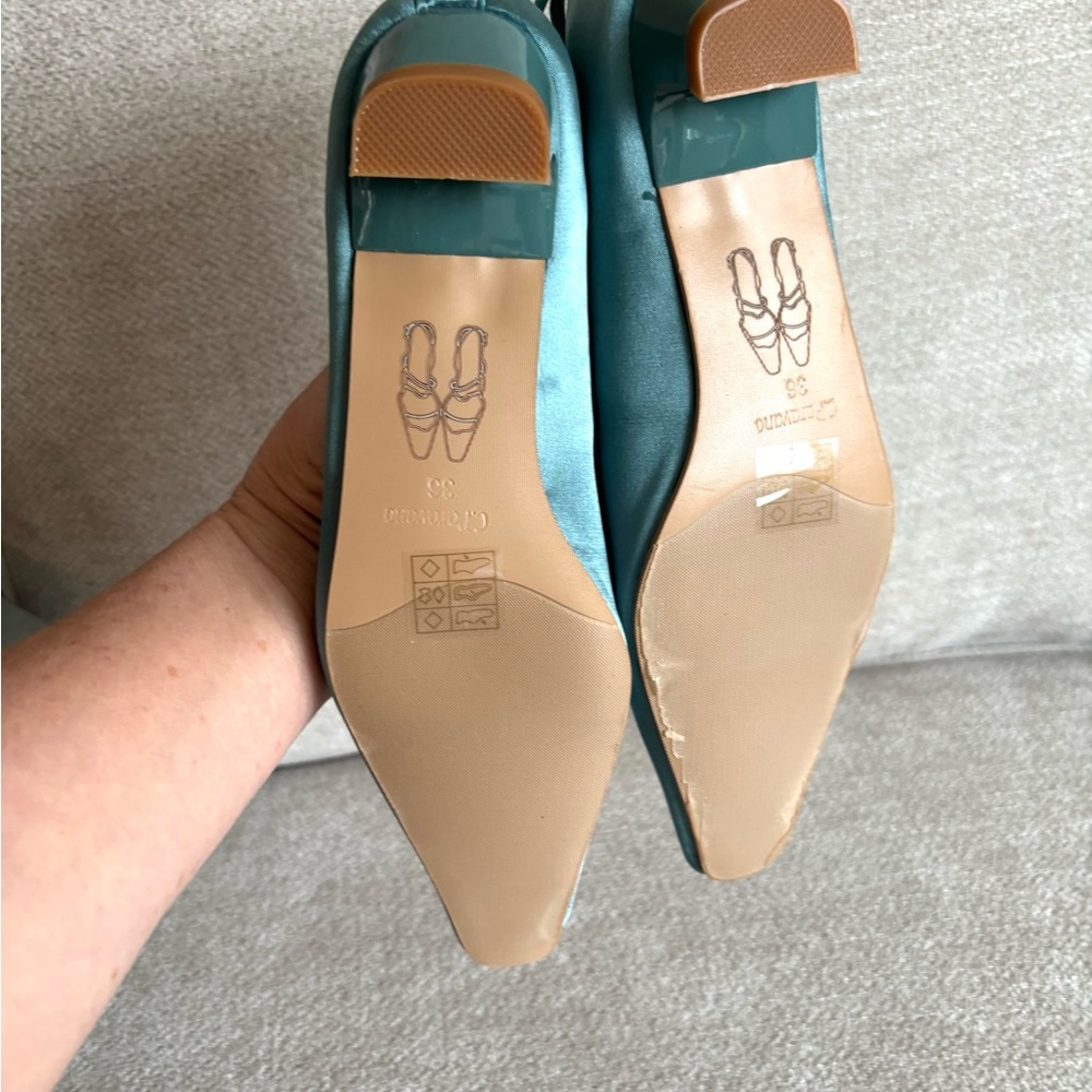 NWT C. Paravano blue satin flats - Picture 6 of 13